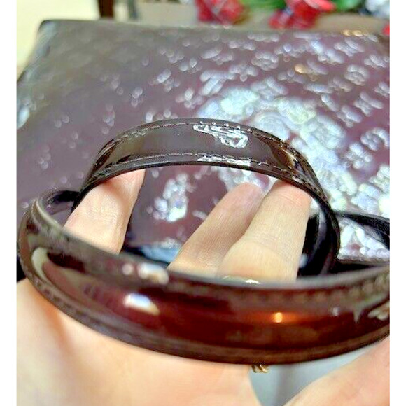 LOUIS VUITTON Monogram Vernis Tote Patent Leather Wilshire MM Amarante Burgundy - Picture 8 of 16